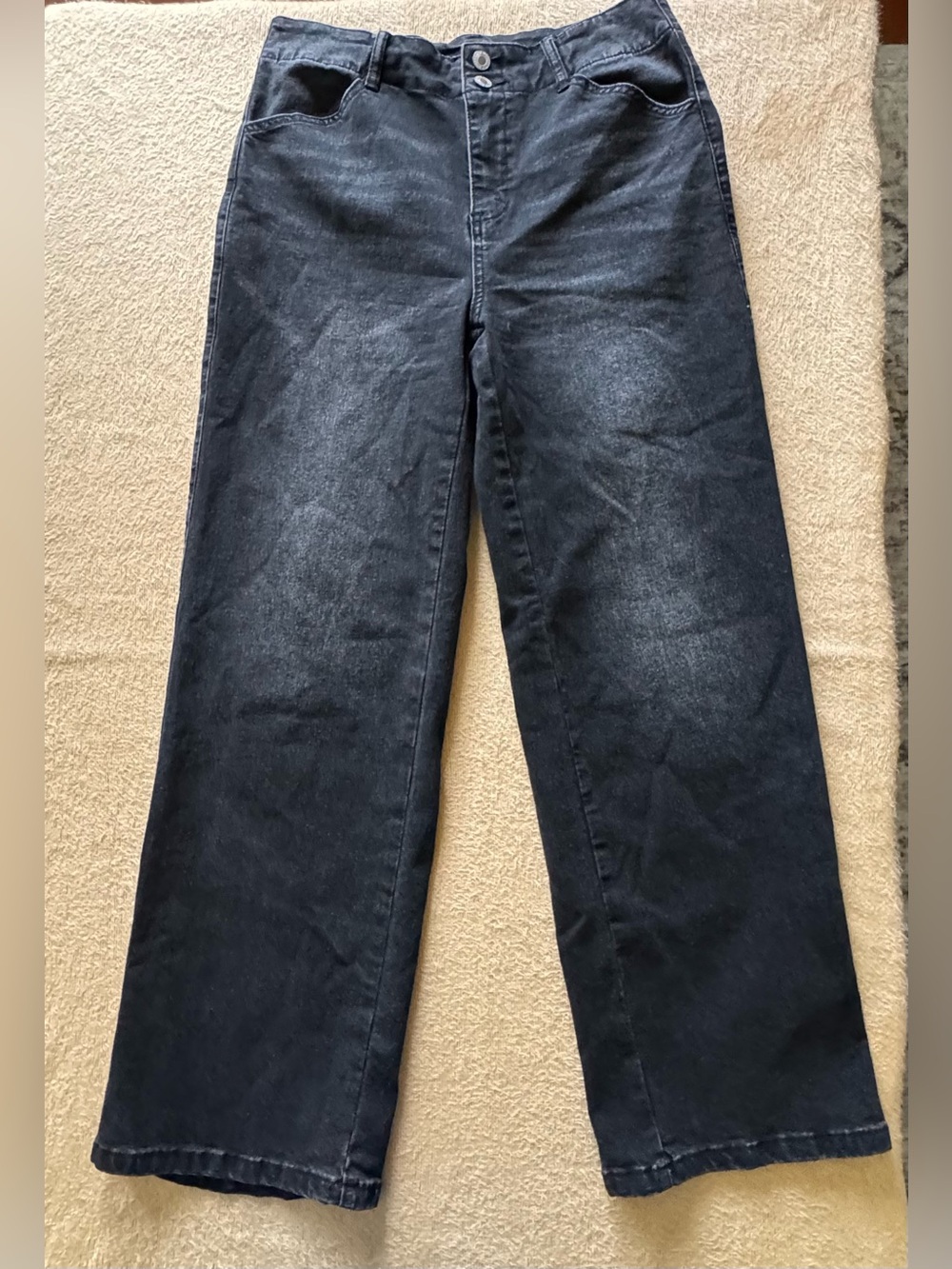 High-Rise Wide Leg Jeans in Washed Black